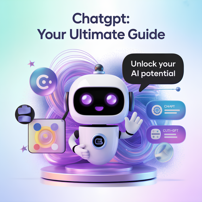 Animated robot character with ChatGPT branding and text about unlocking AI potential on a colorful background. 50 Tips & Tricks for Using ChatGPT