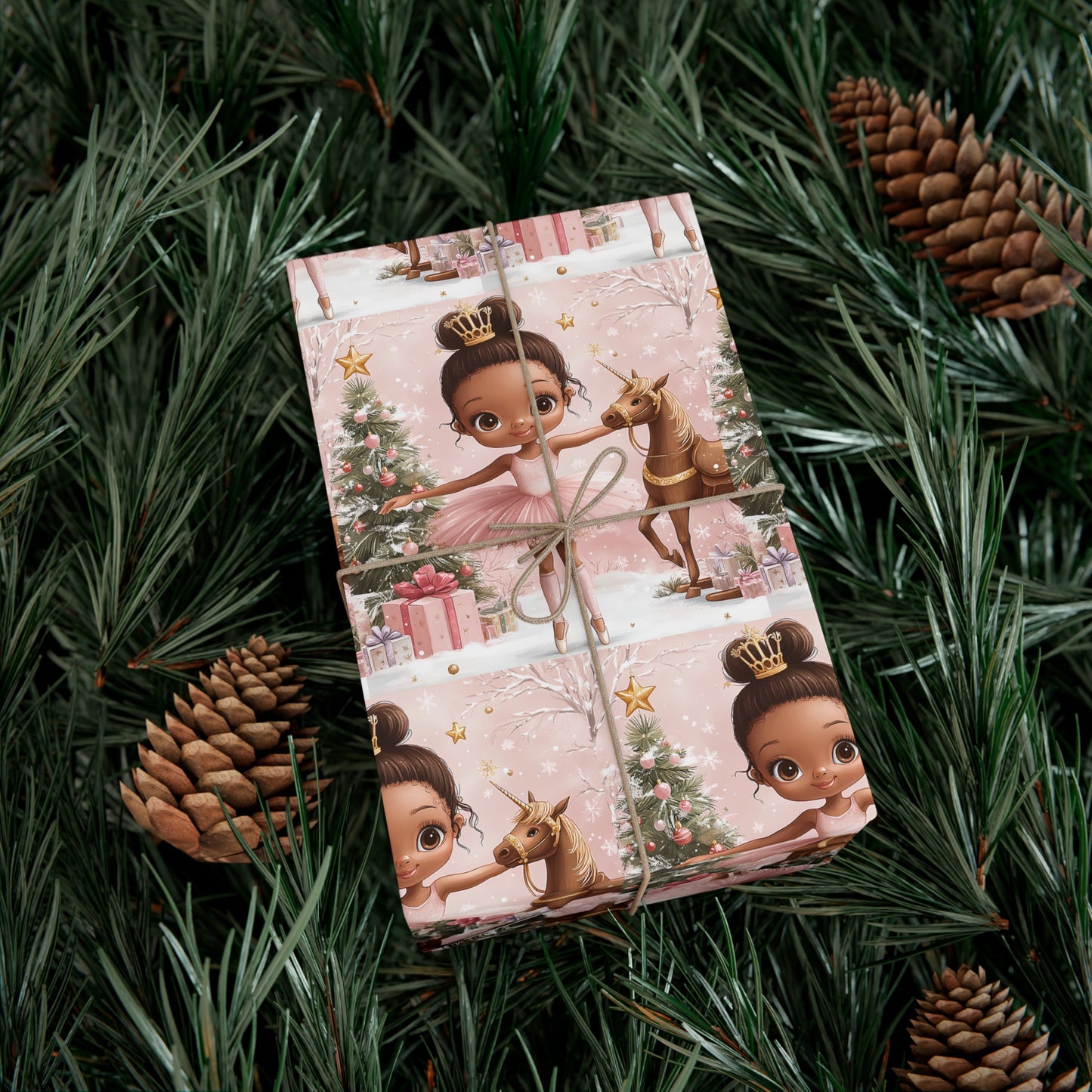 African American Pink Ballerina Gift Wrap Papers