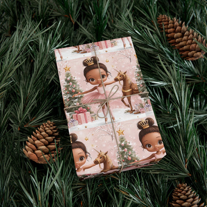 African American Pink Ballerina Gift Wrap Papers