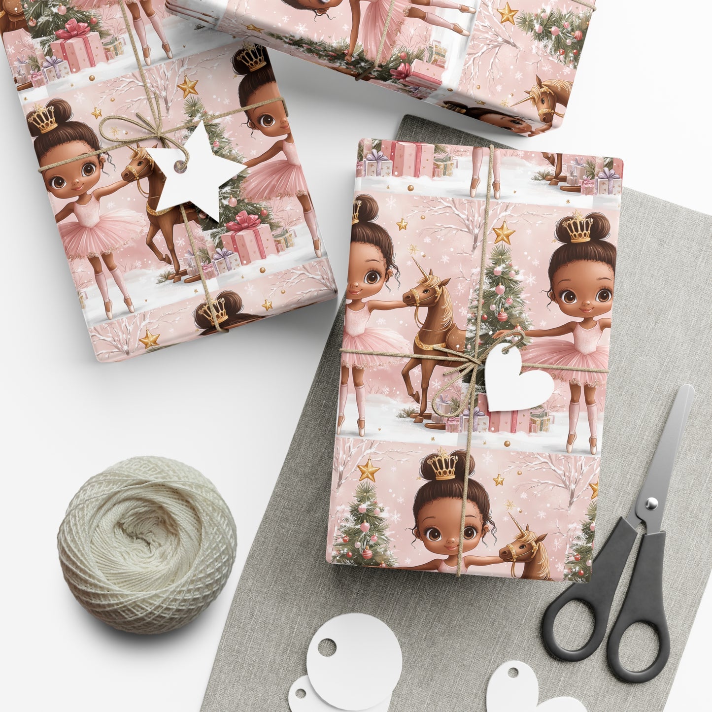 African American Pink Ballerina Gift Wrap Papers